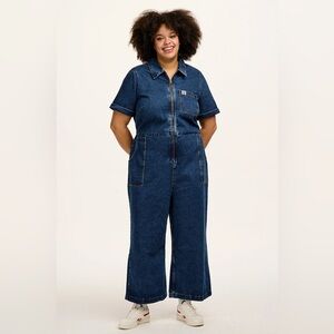Lucy & Yak Ragan - Denim Jumpsuit in Mid Wash Blue